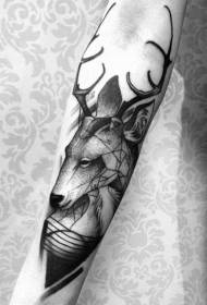 Arm Black Gravírovanie štýle jelení hlavy s geometrickým vzorom