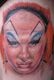 Smiješna boja ružnog uzorka za tetovažu ženskog lica