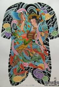 ஜப்பானிய பாணி பாரம்பரிய பணிப்பெண் முழு கவச பச்சை கையெழுத்துப் பிரதி