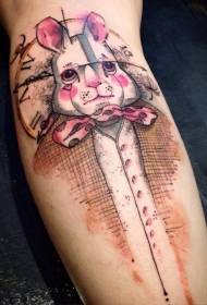теля кольоровий милий мультфільм кролик з візерунком татуювання годинник