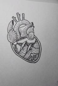 Manuscrito de tatuaje de corazón punzante de línea europea