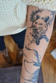 Arm schwarz graue Linie Fuchs Tattoo Muster 109955 - Knöchel schwarz graue Spitze Dorn geometrische Hirsch Tattoo Muster