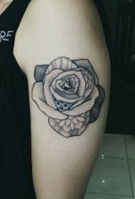 Big old school simple black gray rose tattoo pattern