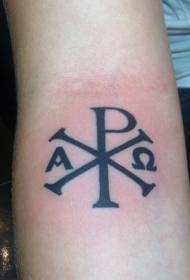 Arm black black letter tattoo symbol