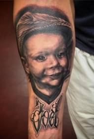paže pamätný štýl čierna sivá chlapec portrét a list tetovanie vzor