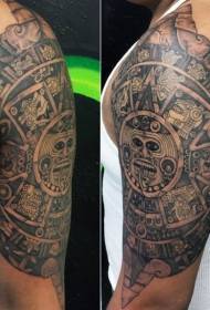 lámh mhór Mayan patrún tattoo cothrom mór dubh agus bán traidisiúnta