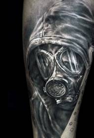 pravi realistični crno-bijeli stil muški plin maska tetovaža uzorak 109540 - ruku cool crno siva stil lubanje s revolver tetovažom