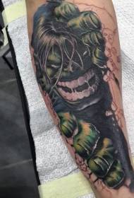 wysięgnik kolor zła kreskówka wzór tatuaż hulk