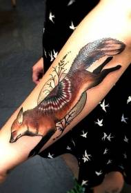 braç colorit patró de tatuatge de guineu