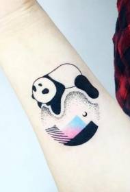 wrist cute small fresh cartoon panda and planet tattoo pattern