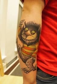 Braç patró de tatuatge de monstre divertit de colors divertit