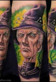 boja crtić zla vještica portret tetovaža uzorak