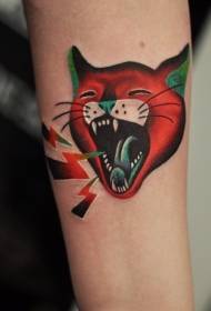 modello di tatuaggio del gattino di grido del fumetto colorato
