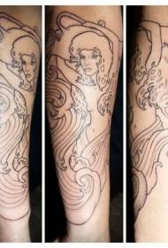 brazo liña negra tatuaje Aquarius para mulleres