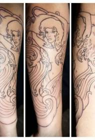 braccio nero modello tatuaggio Aquarius da donna