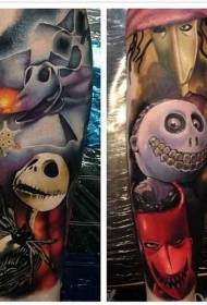 illustratie stijl van kleurrijke cartoon Halloween geest tattoo patroon