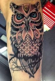 arm moon owl tattoo pattern