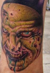 krāsains biedējošs zombiju sejas tetovējuma raksts 111238 - jauns tradicionālā stila krāsains rāpojošs sievietes portreta tetovējuma modelis