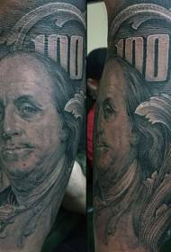 Ručni crni uzorak tetovaže dijela crnog dolara