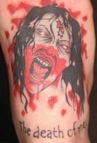 zombie bloedige gesig en letter tatoeëringspatroon