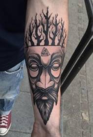gaya lengan topeng hitam dan simbol segitiga pola tato pohon
