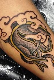 необичан цртани узорак тетоваже мало чудовиште у боји
