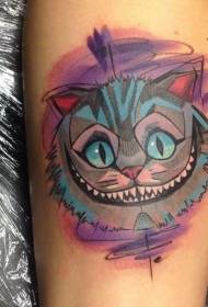 färgad tecknad pouting katt tatuering mönster