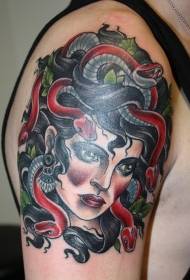 arm Medusa portrait snake tattoo pattern