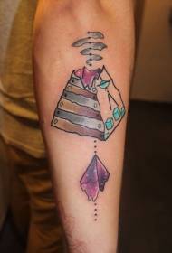 jib tegneseriefarge skadet mystisk pyramide tatoveringsmønster