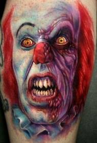 motif de tatouage de clown bizarre de couleurs vives