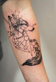 paže černé geometrické kombinace fox tetování vzor