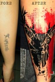 kaplı renkli geyik kafası dövme deseni