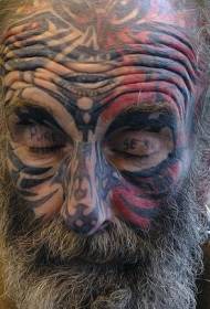 Чорне та червоне візерунок татуювання обличчя чоловіків