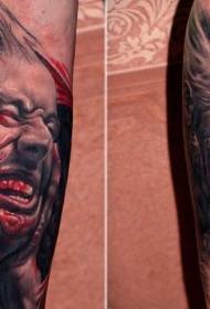 realistisk stil blodfarve mand ansigt tatovering mønster