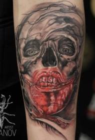 Modello di tatuaggio faccia di mostro sanguinante raccapricciante stile horror