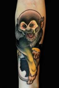 color long-nosed monkey tattoo pattern