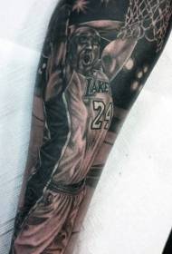 hannu baki da fari Michael Jordan player hoto tsarin tattoo