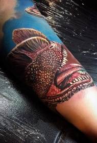 panangan Gaya realistis warna corak tattoo dinosaurus kuno