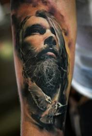 боја руке мушкарац брада лице портрет тетоважа узорак