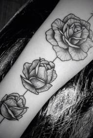 braç negre gris tres graus diferents de patró de tatuatge de rosa