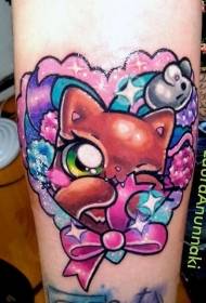 gato de fantasia de cor estilo ilustração com padrão de tatuagem arco estrela