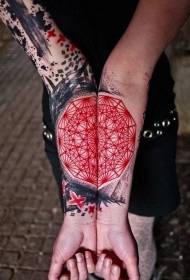 Patrón de tatuaxe de flor de mandala vermello brillante