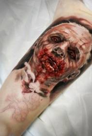 Estil de terror del color del braç interior, repugnant model de tatuatge de cara cruenta