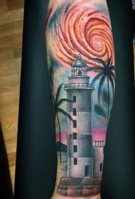 faarwegt Liichttuernlandschaft mat vortex Sonnent Tattoo Muster