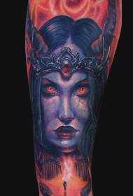 илустратор стил боја страшна жена портрет шема на тетоважа