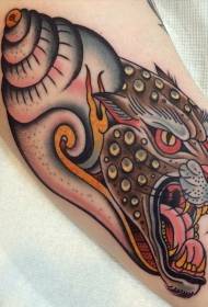 şêweya nû ya dibistanê rengê monster head tiger tattoo