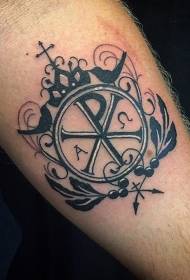 rameno neuveriteľné čiernobiele kresťanské symbol tetovanie vzor