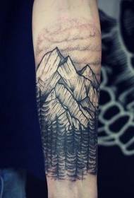 ručno rezbarenje stil crne planinske šume tetovaža uzorak