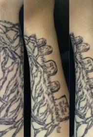 braccio semplici linee nere vari disegni di tatuaggi di tombstone