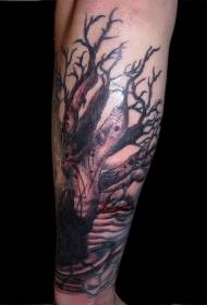 misterioso patrón de tatuaje de brazo de árbores monstruos